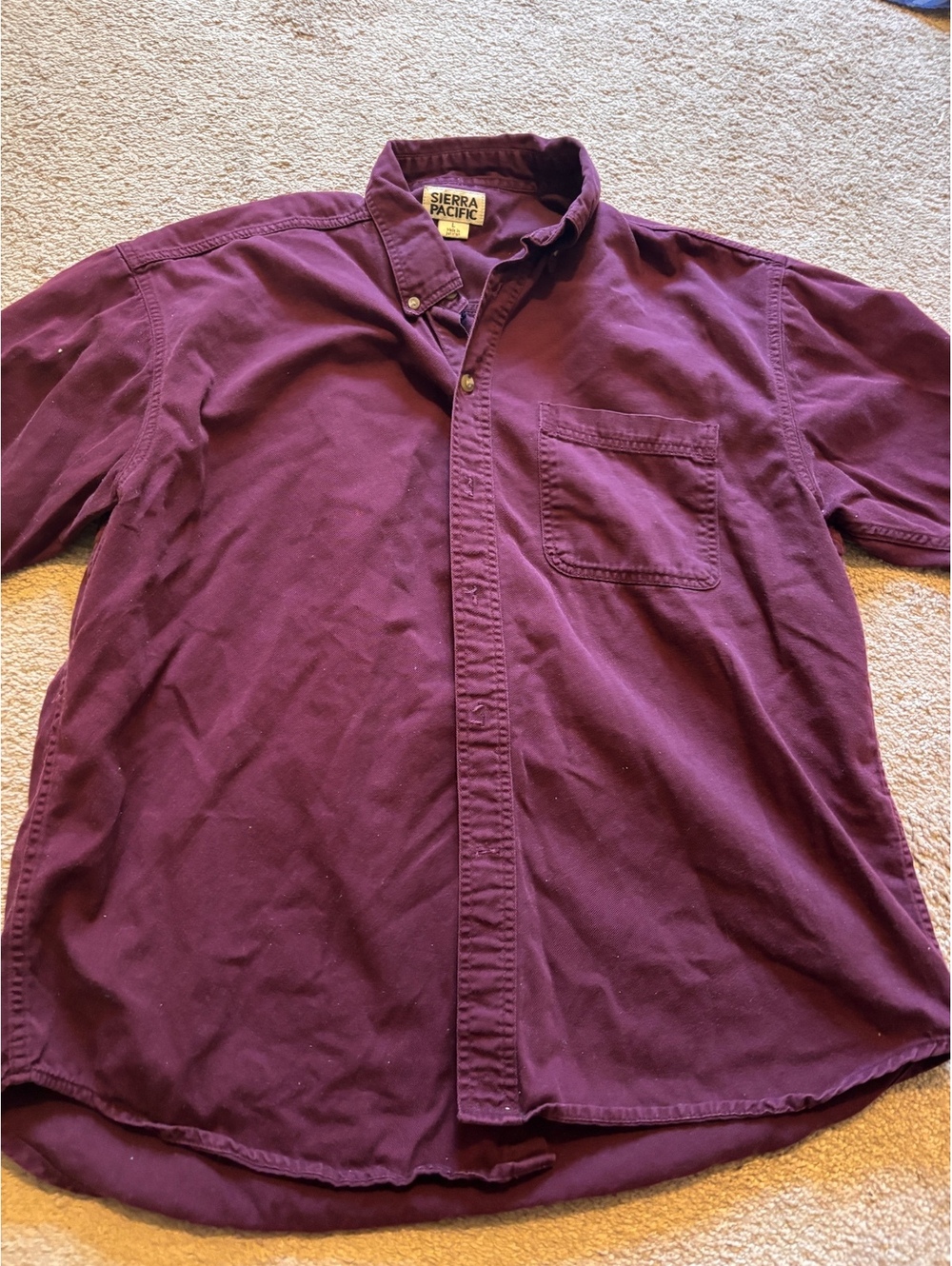 Sierra pacific shirts cotton maroon red men's shirt size large